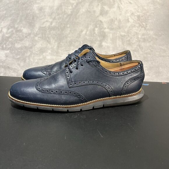 Cole Haan OS Grand Wingtip Oxford Men's 10 Blue C12699 Leather Shoes - Picture 3 of 10